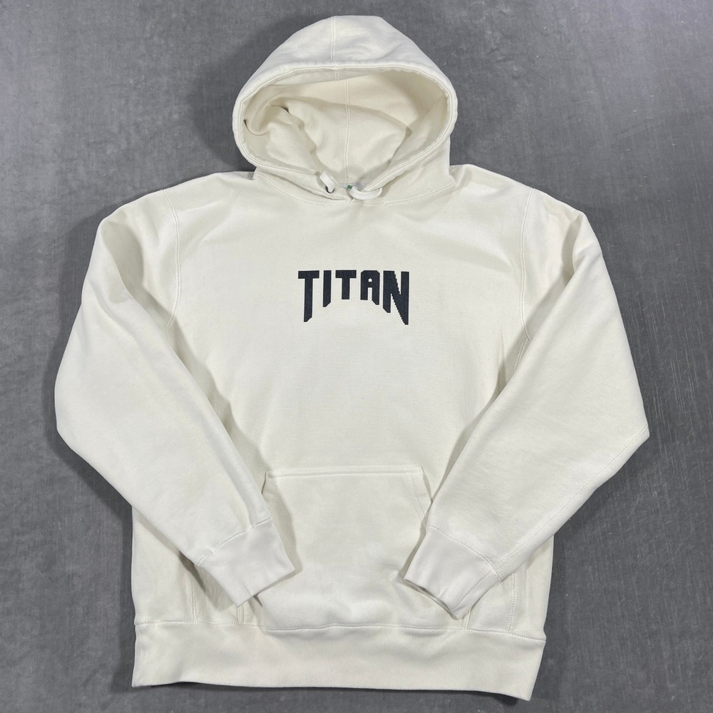 Titan Skull Men's Large Cream Graphic Hoodie Pullover‎ Sweatshirt